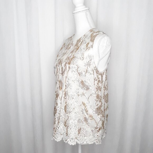 Moulinette Soeurs Skyler Shine Gold Lace Blouse - Picture 6 of 11